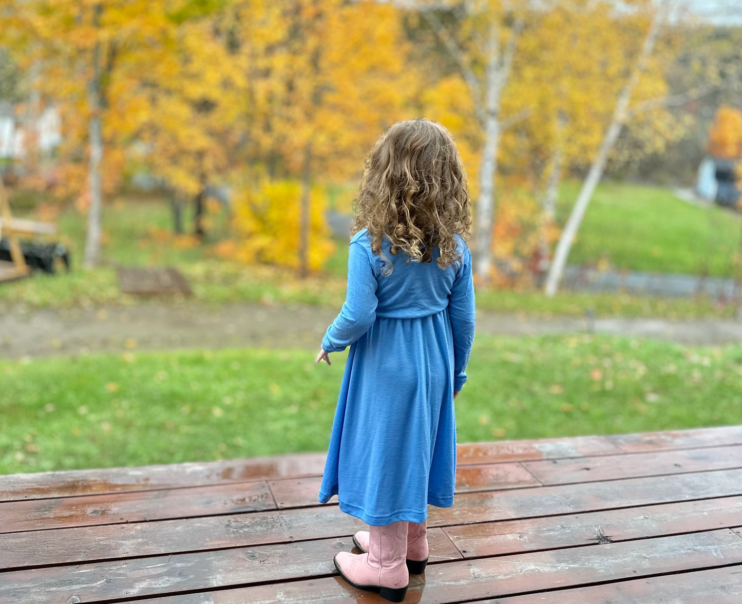 Baby / Toddler / Kids Merino Wool Long Sleeved Twirl Dress | Eclipse