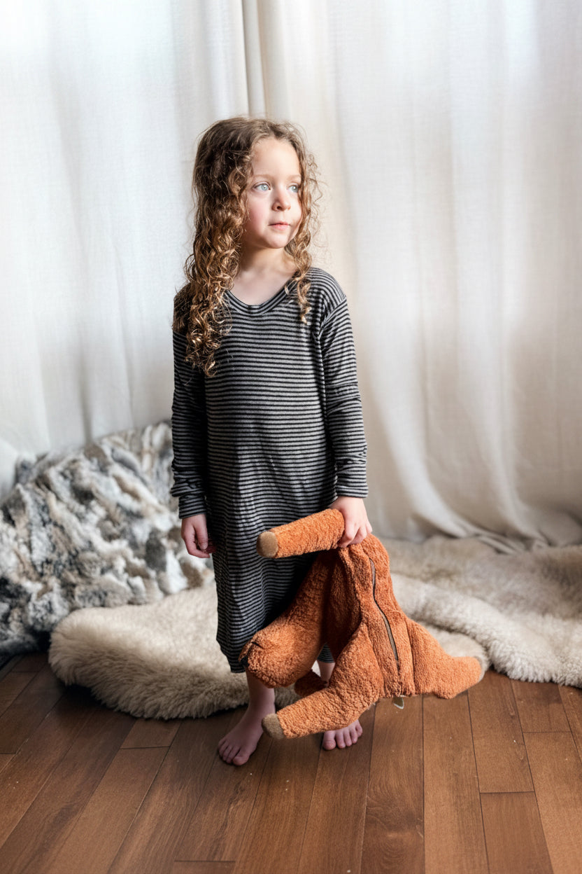 Baby / Toddler / Kids Merino Wool Long Sleeved Nightgown / Base Layer Dress | Sage