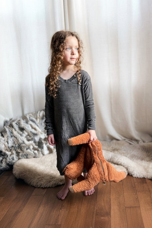 Baby / Toddler / Kids Merino Wool Long Sleeved Nightgown / Base Layer Dress | Midnight