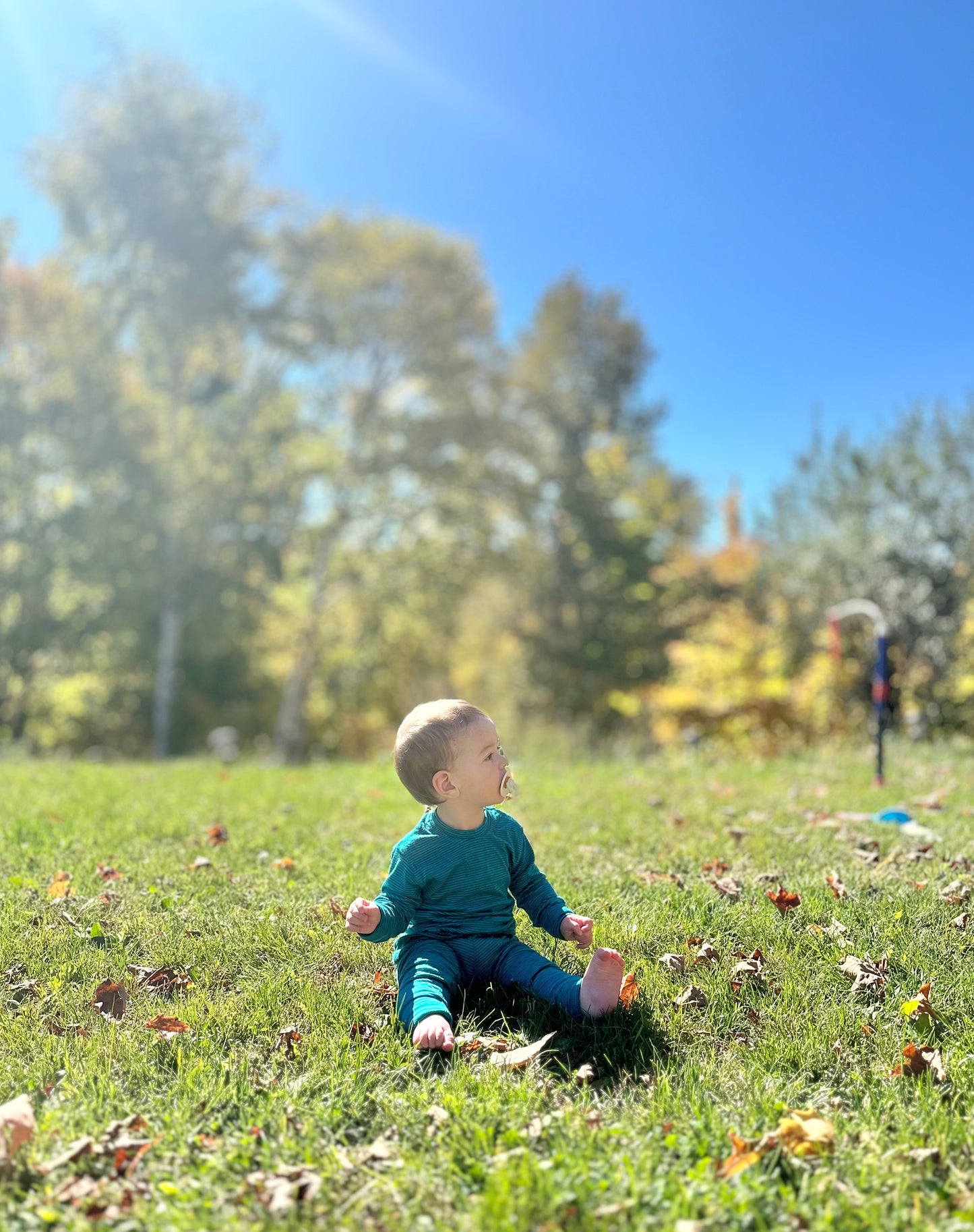 Merino Wool Baby / Kids Grow with Me Long Sleeve Top + Bottoms Base Layer Set | Eclipse