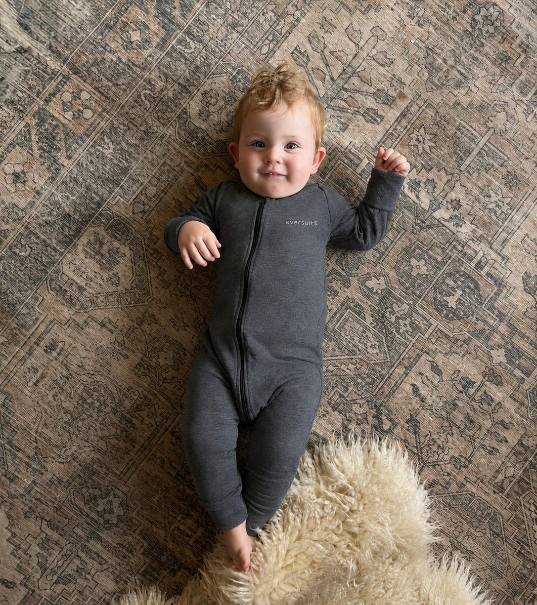 Merino Wool Zippered Eversuit™ Sleeper | Heathered Charcoal