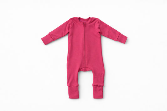 Organic Cotton Zippered Sleeper | Raspberry
