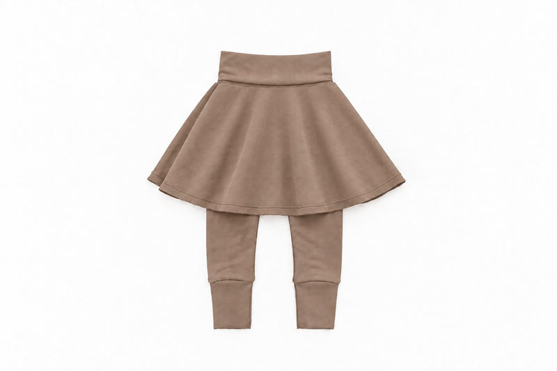 Girl’s Skirted Merino Wool Grow-On Leggings | Mocha