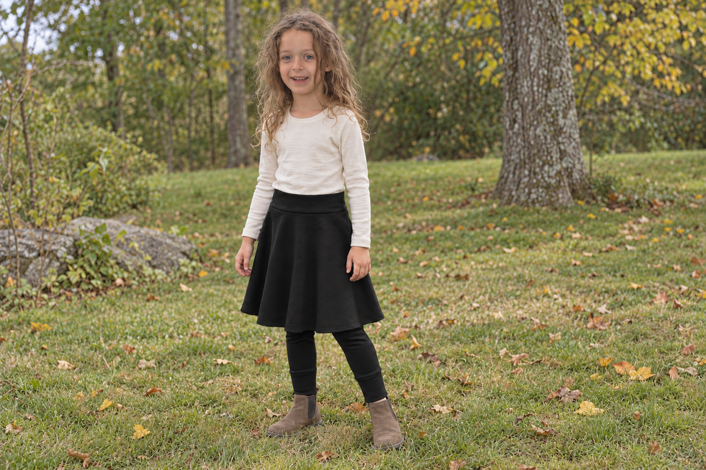Girl’s Skirted Grow-On Leggings | Deep Coral