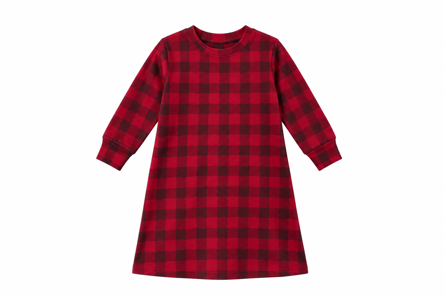 Limited Edition Children's Merino Wool Long Sleeved Nightgown / Base Layer Dress | Buffalo Plaid
