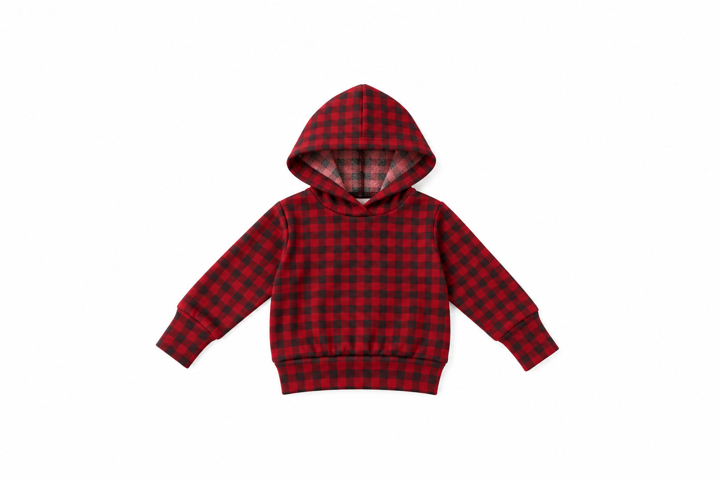 Children's Merino Wool Long Sleeved Hooded Pullover | Buffalo Plaid