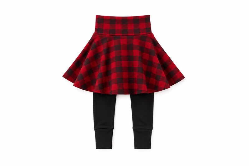 Girl’s Skirted Merino Wool Grow-On Leggings | Buffalo Plaid
