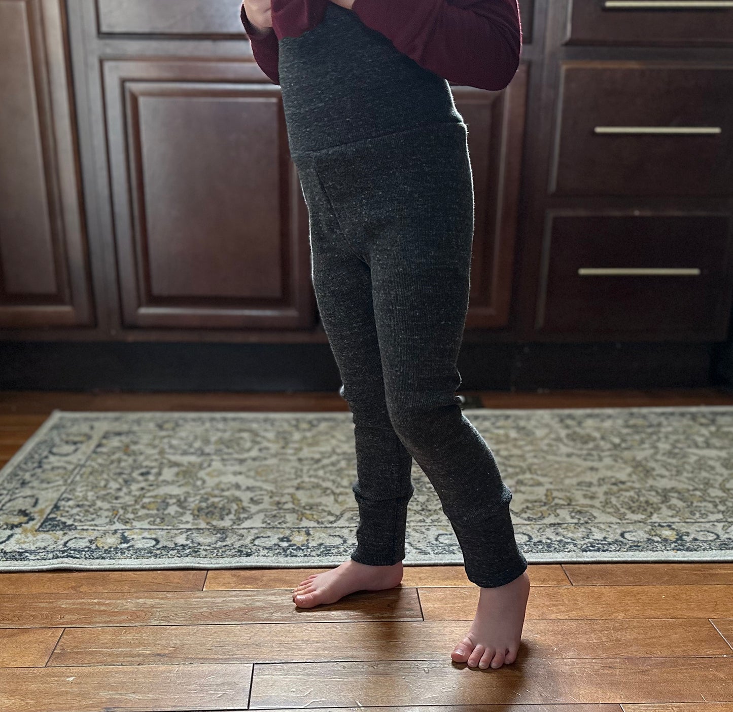 Merino Wool Baby / Toddler / Kids Leggings | Heathered Charcoal