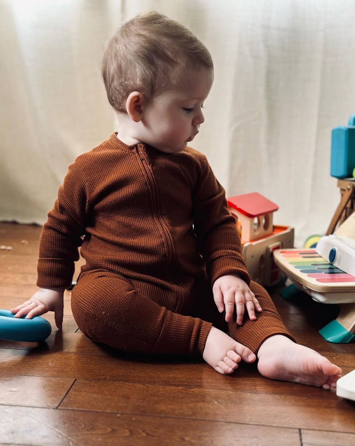 Organic Cotton Zippered Sleeper | Heathered Peach