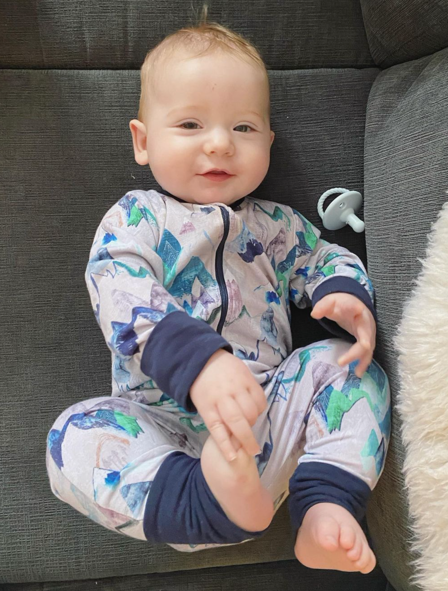 Merino Wool Zippered Romper | Cherry Stripe