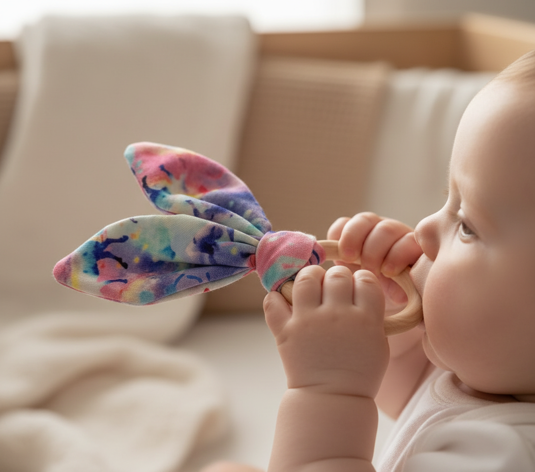Limited Edition Merino Wool & Hardwood Teether | Celeste