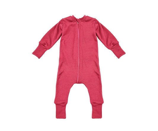 Merino Wool Zippered Sleeper | Deep Coral