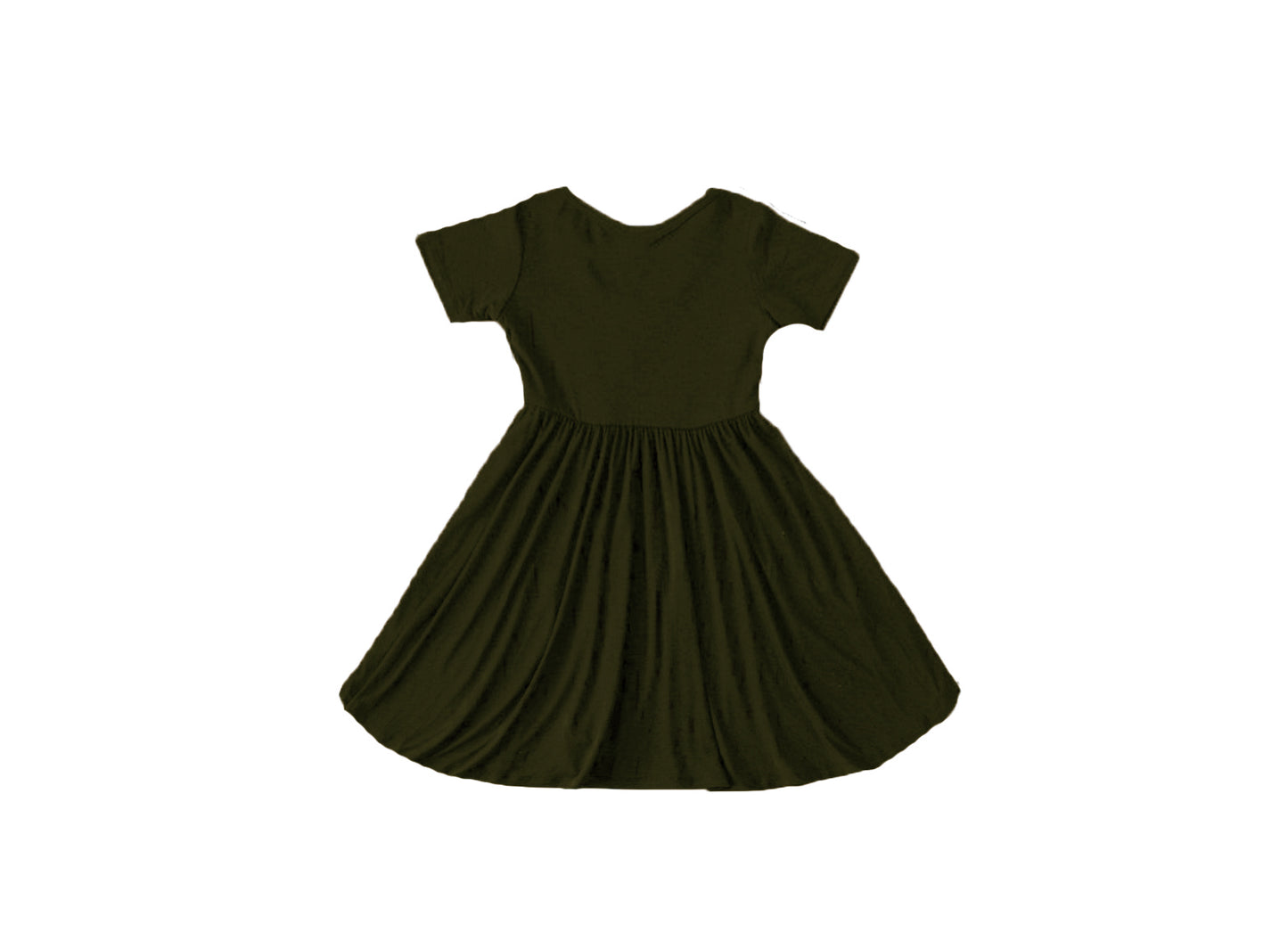 Baby / Toddler / Kids Merino Wool Short Sleeved Twirl Dress | Deep Olive