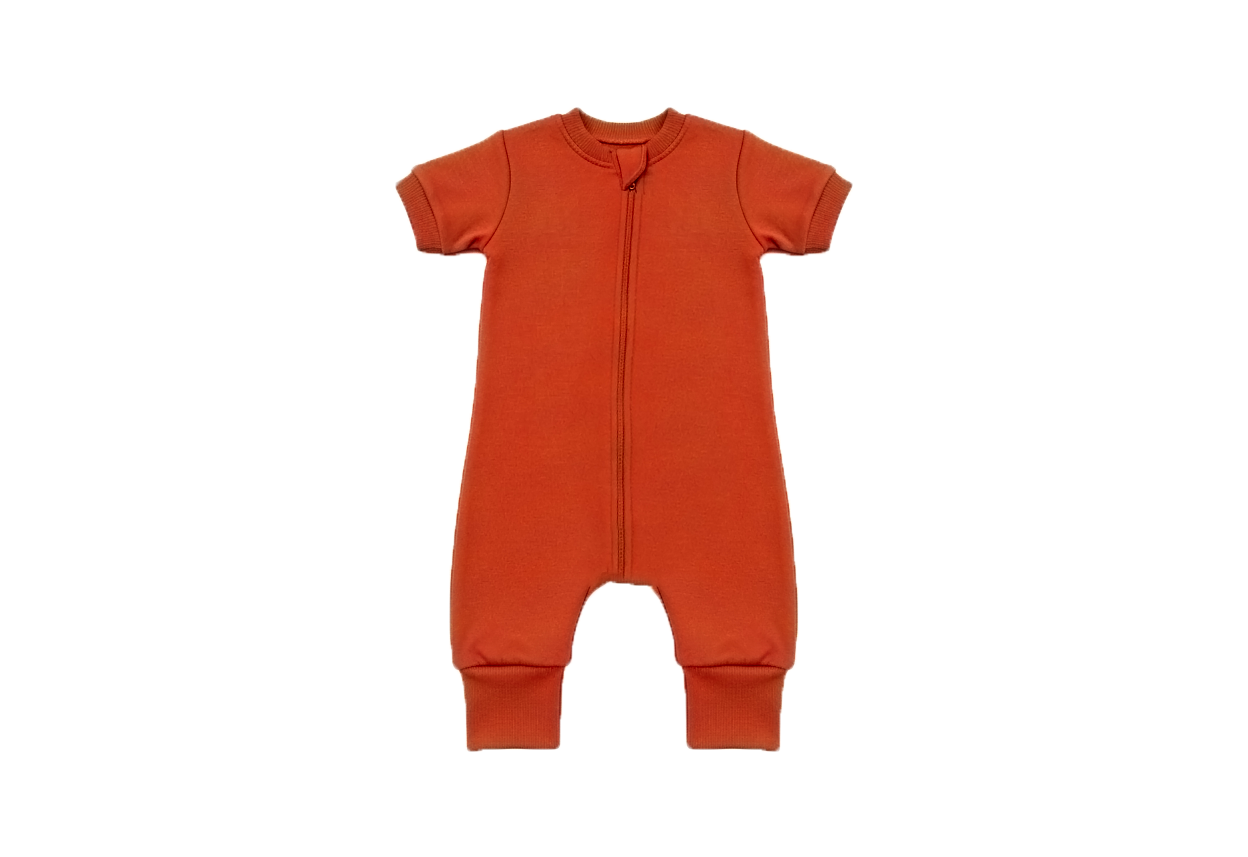 Merino Wool Short-All Zippered Romper | Flame