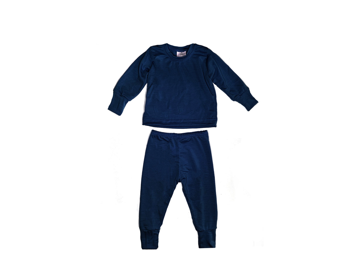 Merino Wool Baby / Kids Grow with Me Long Sleeve Top + Bottoms Set | Midnight