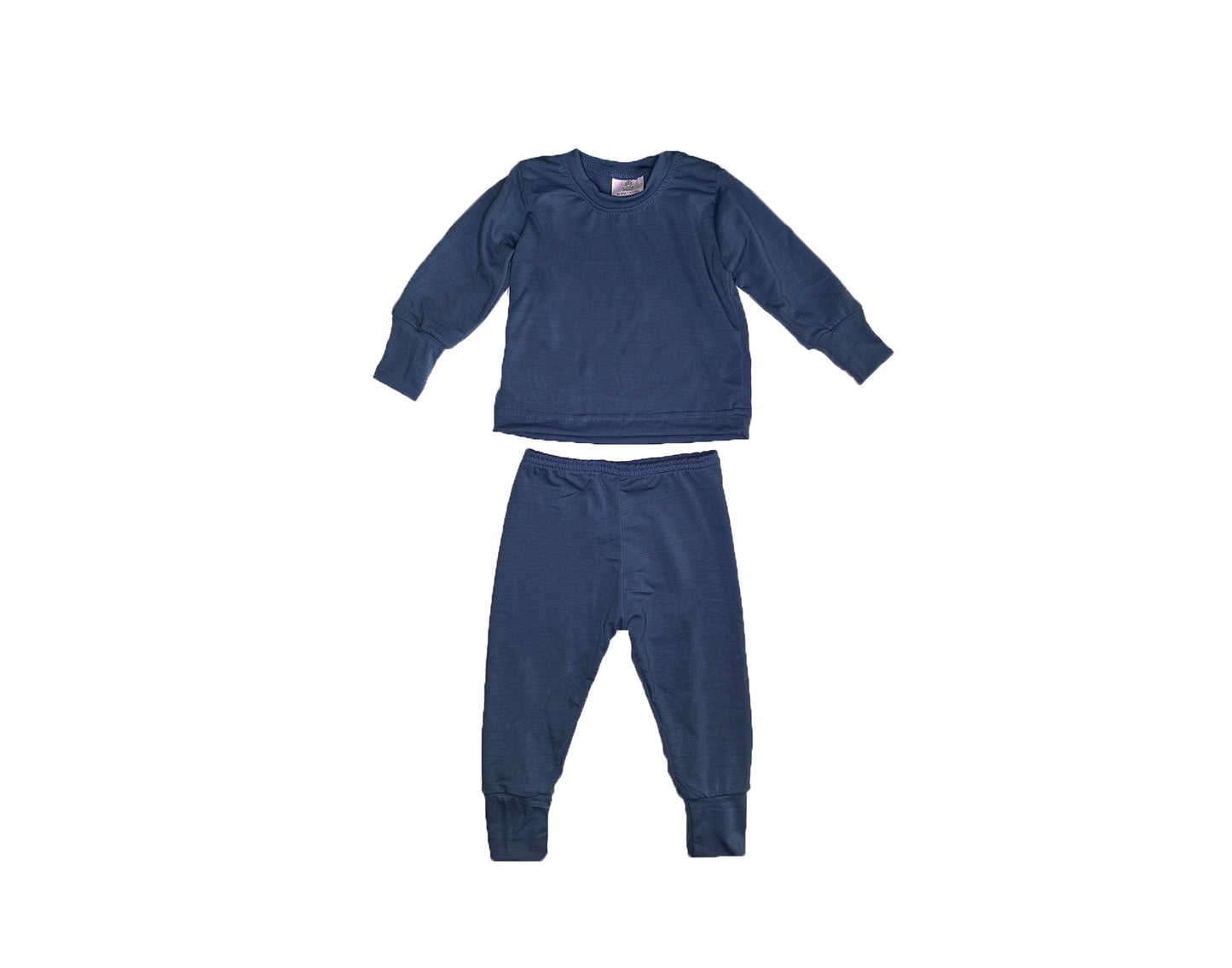 Merino Wool Baby / Kids Grow with Me Long Sleeve Top + Bottoms Base Layer Set | Ocean