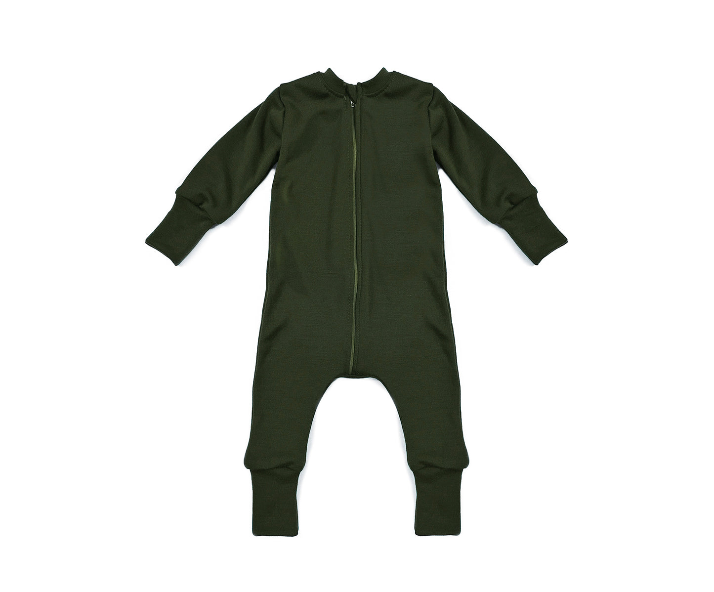 Merino Wool Zippered Romper | Olive