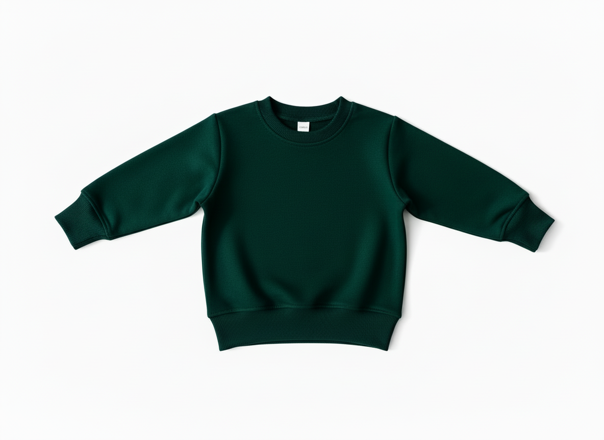 Baby / Toddler / Kids Merino Wool Long Sleeved Jersey Crew Pullover | Pine