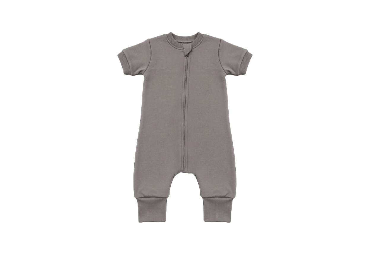Merino Wool Short-All Zippered Romper | Stone