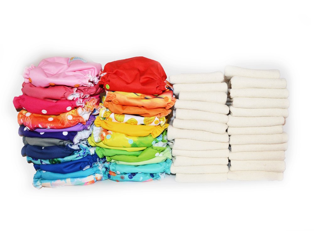 One-Size 24-Pack Pocket Diapers + Organic Cotton Trifold Inserts