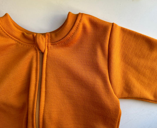 Merino Wool Zippered Romper | Pumpkin Spice