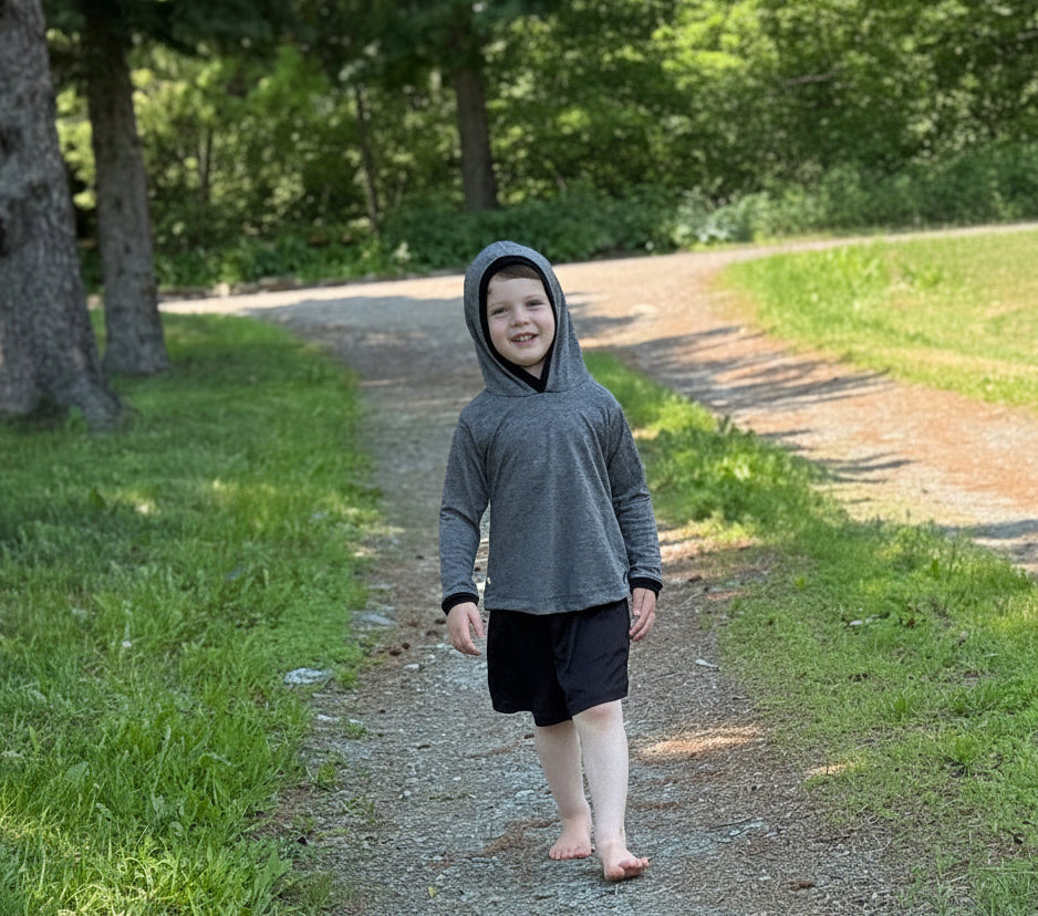 Kids Merino Wool Rash Guard Performance Pullover | Heathered Grey ￼