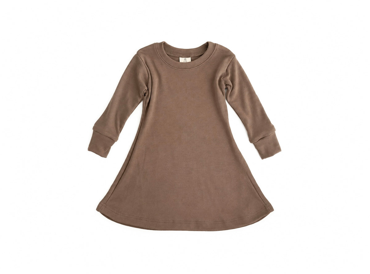 Children's Merino Wool Long Sleeved Tunic Dress | Mocha