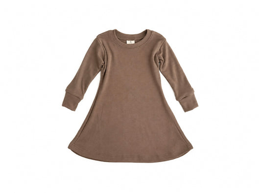 Children's Merino Wool Long Sleeved Tunic Dress | Mocha
