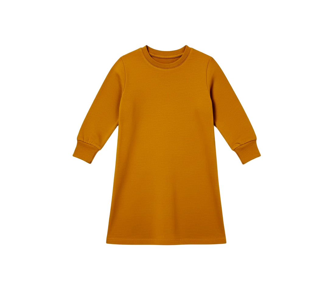 Baby / Toddler / Kids Merino Wool Long Sleeved Nightgown / Base Layer Dress | Ochre