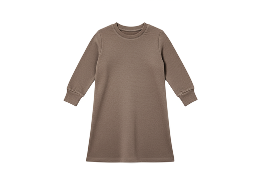 Children's Merino Wool Long Sleeved Nightgown / Base Layer Dress | Mocha