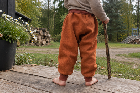 Children's Boiled Wool Fleece Grow On™ Layering Pants | Pumpkin