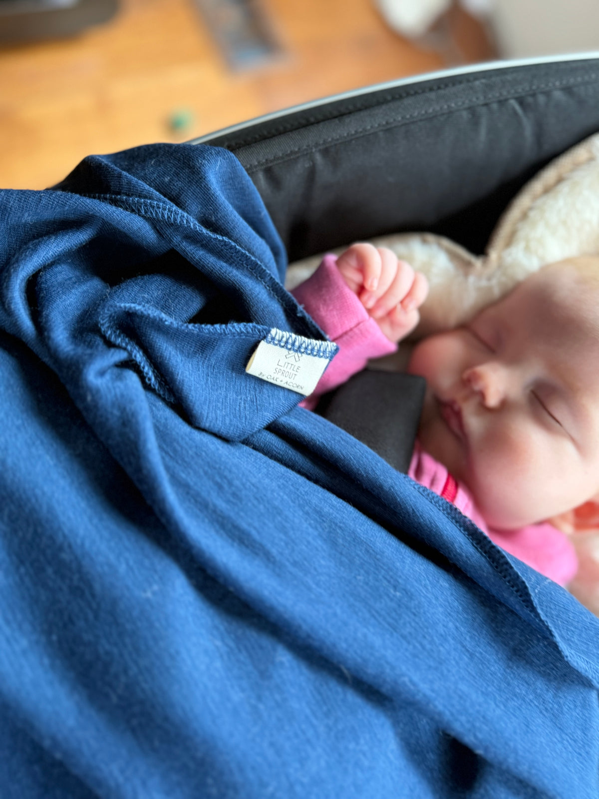 Double Layer Merino Wool Stretchy Swaddle Baby Blanket | Ocean