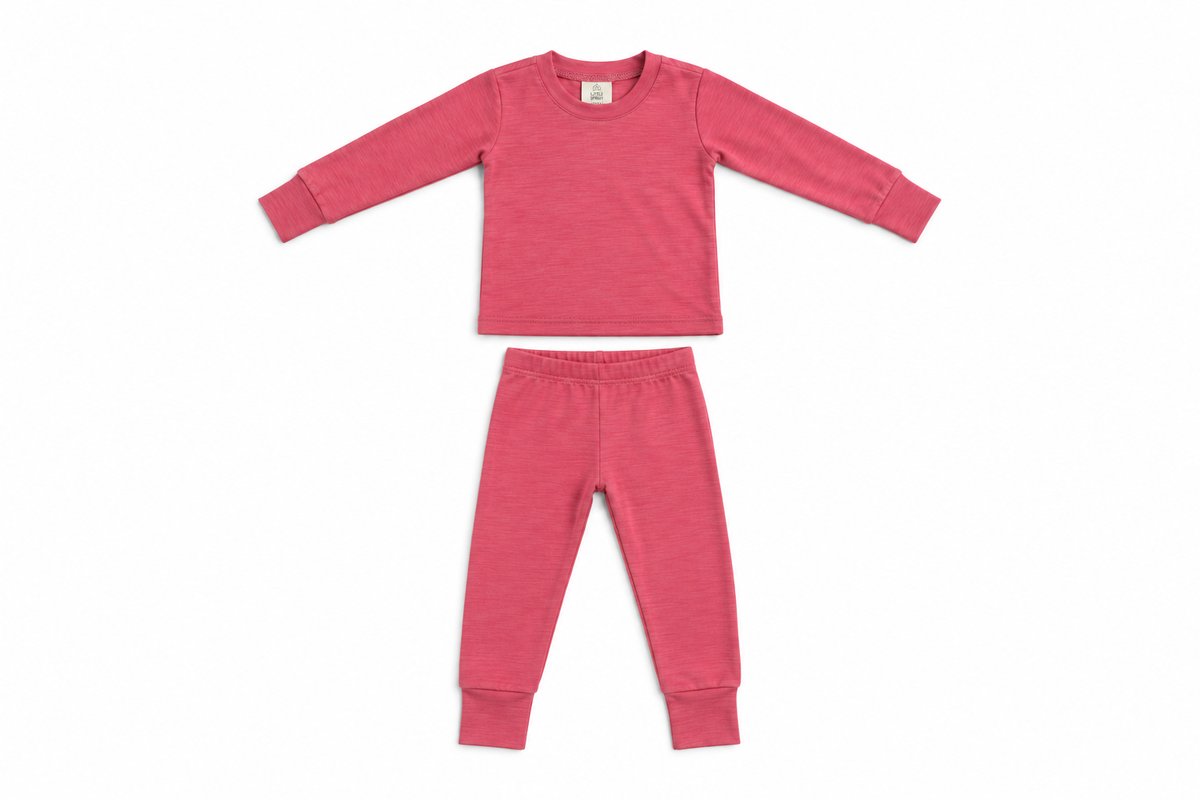 Children's Merino Wool Grow On™ Base Layer Set | Deep Coral