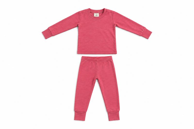 Children's Merino Wool Grow On™ Base Layer Set | Deep Coral