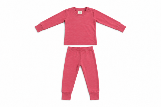 Children's Merino Wool Grow On™ Base Layer Set | Deep Coral