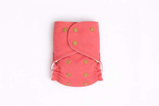 One-Size All-Wool Merino Cloth Diaper Cover | Deep Coral