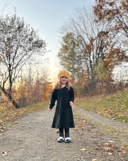 Children's Merino Wool Long Sleeved Tunic Dress | Deep Coral