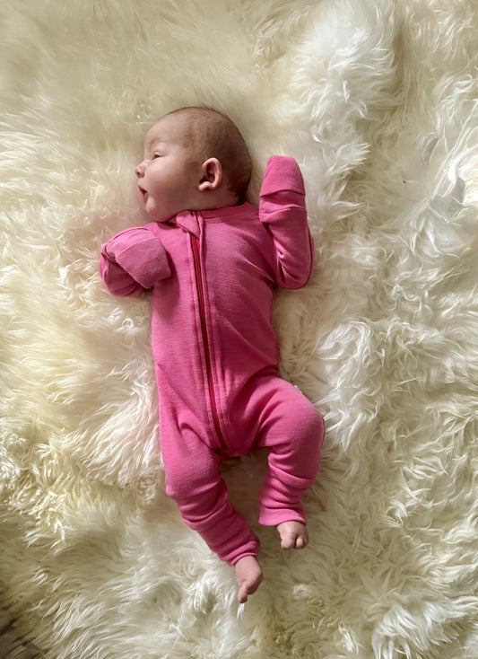 Merino Wool Zippered Sleeper | Flamingo