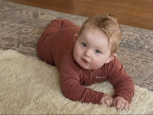 Merino Wool + Silk Zippered Eversuit™ Sleeper | Heathered Garnet