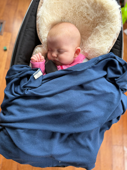 Double Layer Merino Wool Stretchy Swaddle Baby Blanket | Ocean