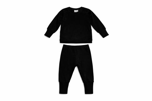 Merino Wool Baby / Kids Grow with Me Long Sleeve Top + Bottoms Base Layer Set | Eclipse