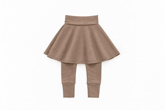 Girl’s Skirted Merino Wool Grow-On Leggings | Mocha