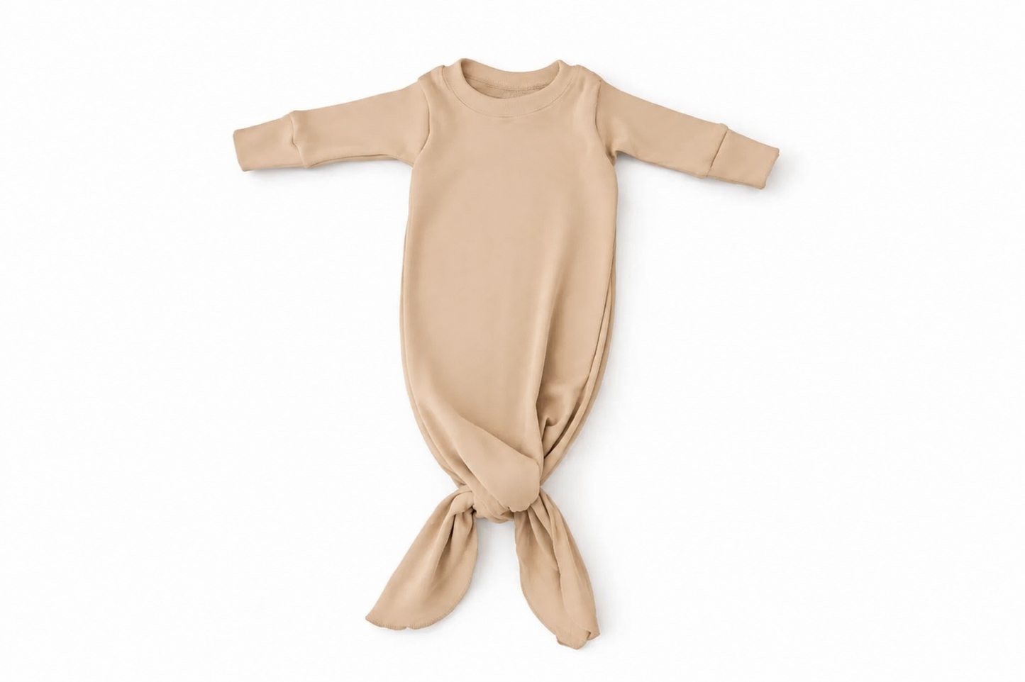 Newborn Merino Knotted Gown | Sandstone