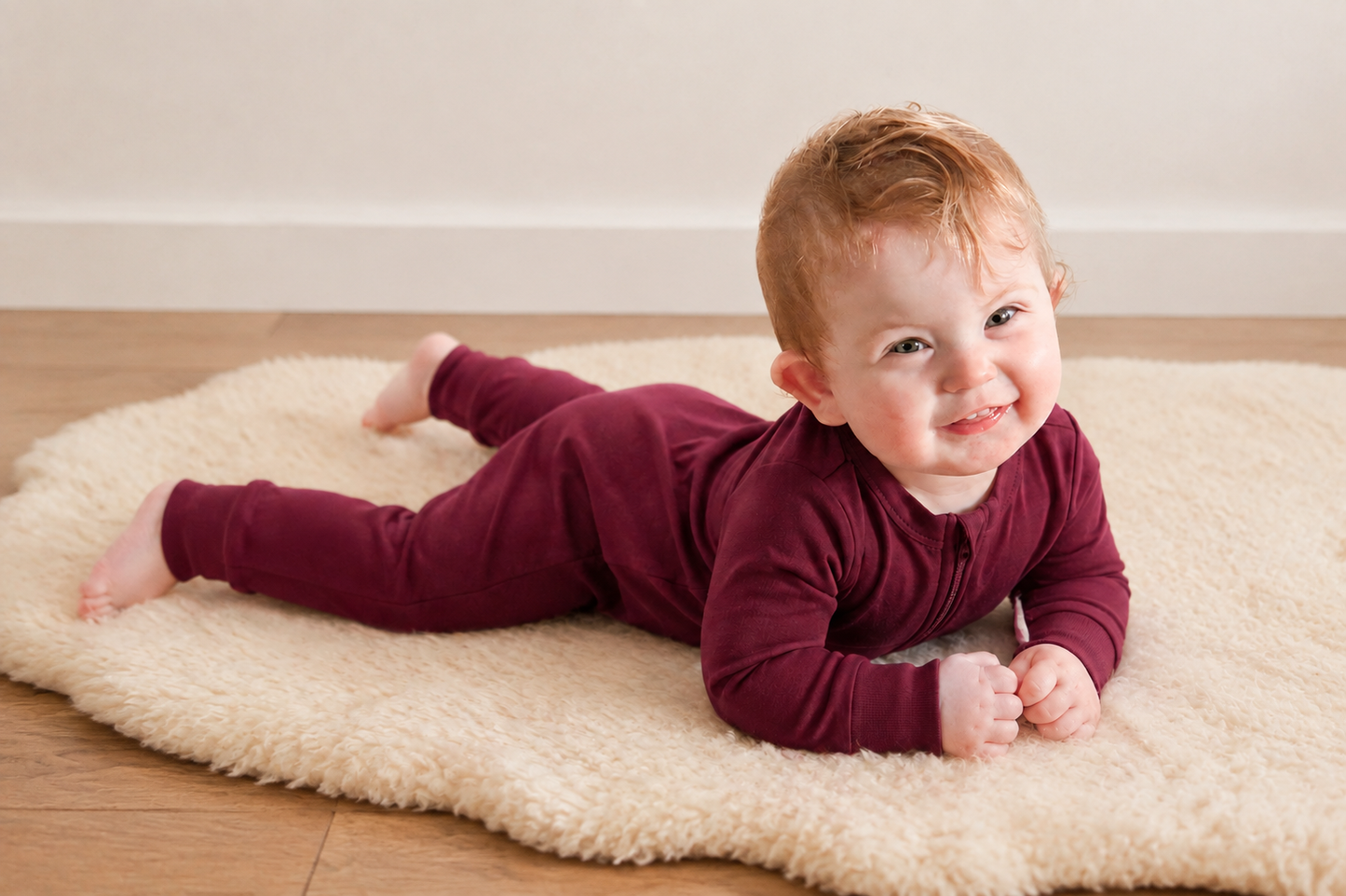 Merino Wool + Organic Cotton Zippered Eversuit™ Sleeper | Cranberry