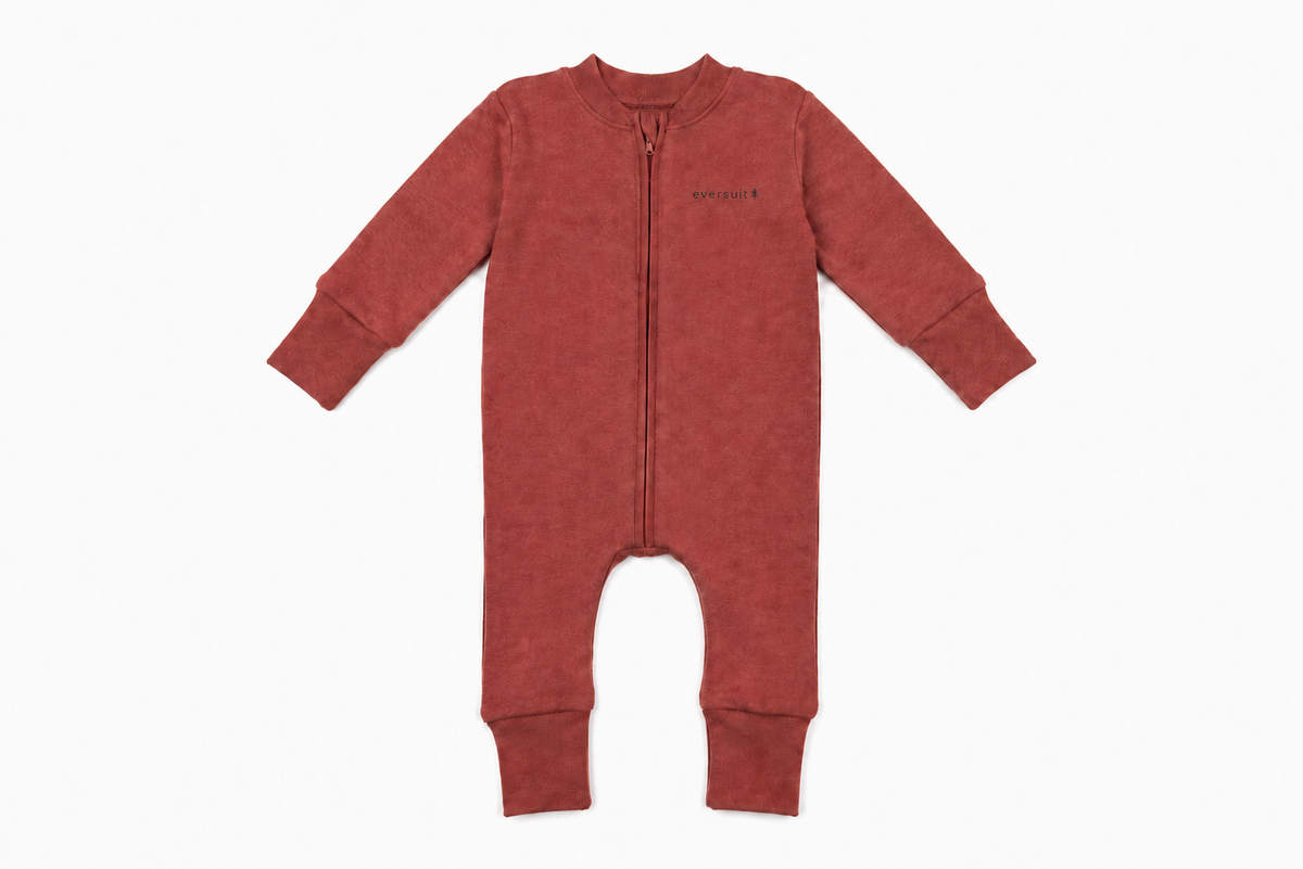 Merino Wool + Silk Zippered Eversuit™ Sleeper | Heathered Garnet