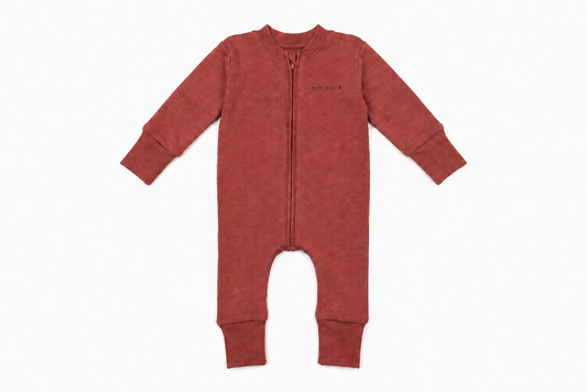 Merino Wool + Silk Zippered Eversuit™ Sleeper | Heathered Garnet