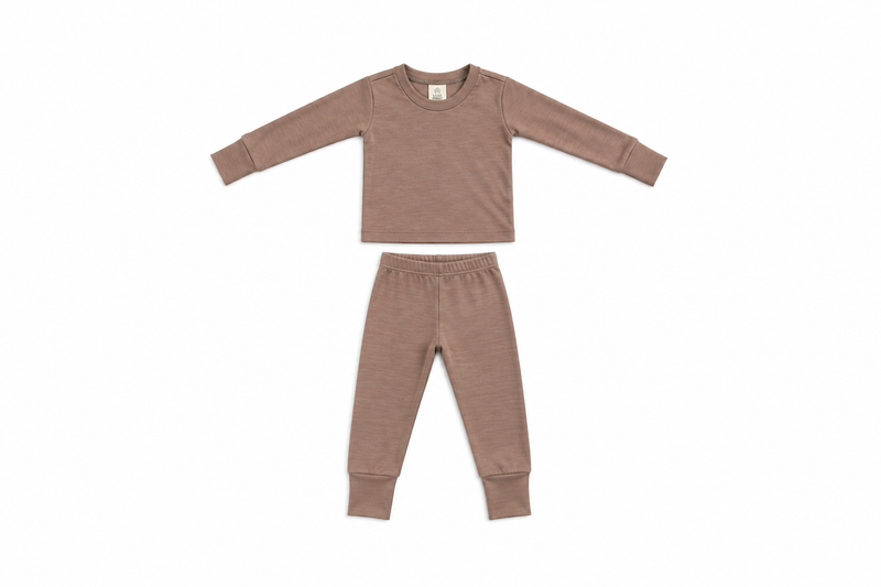 Children's Merino Wool Grow On™ Base Layer Set | Mocha