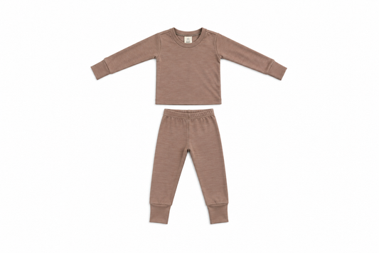 Children's Merino Wool Grow On™ Base Layer Set | Mocha