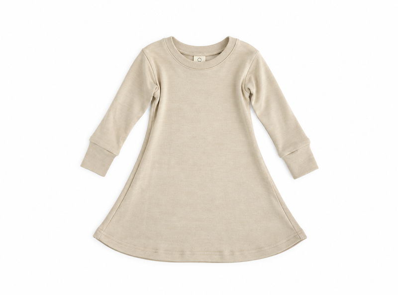 Baby / Toddler / Kids Merino Wool Long Sleeved Tunic Dress | Sandstone