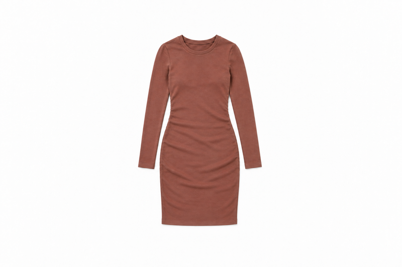 Ladies Merino Wool Long Sleeved Tunic Dress | Rust